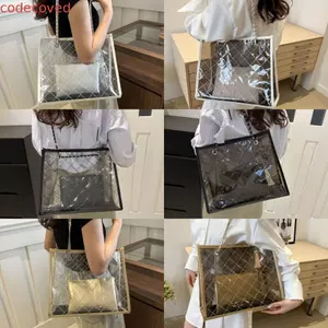 Túi đeo vai trong suốt CODECOVED, Túi đựng nách dung tích lớn Túi tổng hợp chống thấm nước, Thời trang phong cách Hàn Quốc Lưu trữ bãi biển mùa hè Tote di động Lễ hội Songkran