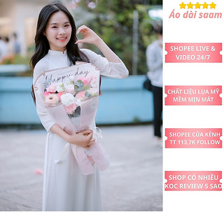 áo dài học sinh tay dài saam màu trắng chất liệu lụa mỹ cấp 3 họp lớp họp khóa kỉ yếu năm học 2025