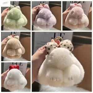 Móc khóa lông thỏ ZENZON, Móc khóa thỏ lông tơ dễ thương, Túi thời trang Charm Móc khóa hợp kim Vòng chìa khóa thỏ sang trọng Móc chìa khóa ô tô