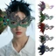 Mặt nạ lông vũ DONOVANQQ, Mặt nạ ren nửa mặt nhiều màu Cosplay, Phong cách quyến rũ lạ mắt Giả kim cương giả Lễ hội Halloween Mặt nạ trang phục tiệc tùng