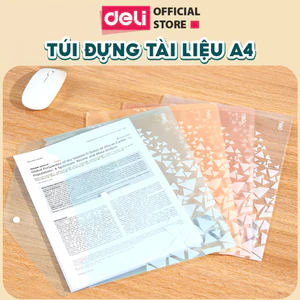 Túi Hồ Sơ A4 Deli - Túi Đựng Tài Liệu Clear Bag Học Tập Văn Phòng Dễ Sử Dụng Nhiều Màu Nút Bấm Lưu Trữ Đa Năng