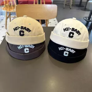 Mũ Docker cho bé NKSFX, Mũ beanie thêu chữ Cotton cho bé, Mũ Hip Hop thoáng khí thời trang cổ điển màu trơn cho bé trai bé gái