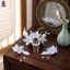 Bộ vương miện hoa giả men màu xanh có lược và kẹp Hợp kim kim kim loại cổ điển Hanfu Phụ kiện tóc cho trang phục truyền thống Trung Quốc Cosplay Chụp ảnh