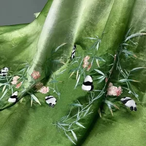 Tunan Ban Đầu Gấu Trúc Tre Thêu Vải Cổ Hanfu Xếp Ly Váy Trẻ Em Mặc Công Nghiệp Nặng Thêu diy Vải 6