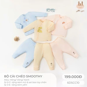 Bộ cài lệch sơ sinh tặng kèm phụ kiện [ Siêu Mềm, Mát, Mịn Co Dãn Và Thấm Hút Mồ Hôi Tốt] Size 0M-6M (6DSCC10)