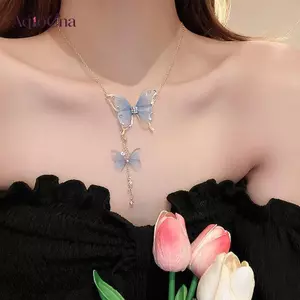 AqToCna Thời Trang Tuyn Bướm Nelace Kim Cương Giả Ngọc Trai Quyến Rũ sel Dây Xích Nelace Vintage Đảng Trang Sức Nữ Cô Gái Quà Tặng AqToCna