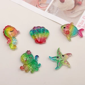 Set Charm Cá Ngựa Cá Vàng Sao Biển Bạch Tuộc Vỏ Sò Trang Trí Dép Dễ Thương Cao Cấp