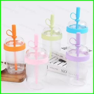 YB2 Dễ Thương Màu Pastel Chai Nước Nhựa Trong Suốt Du Lịch Di Động Cốc Nước Dung Tích Lớn
