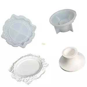 Flgo Giá Đỡ Khuôn Silicon Với Trang Trí Ren Edge DIY Đúc Khuôn Bộ Cho Nhựa Thạch Cao Và Khay Trưng Bày Phong Cách Thủ Công