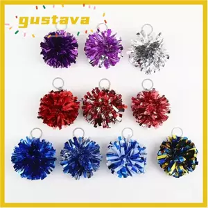 Móc khóa cổ vũ GUSTAVA, Móc khóa cổ vũ nhỏ tròn Pom Pom Pom, Phụ kiện khiêu vũ bóng lá đầy màu sắc ủng hộ bữa tiệc