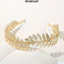 BRABRAA Lá Vàng Tiara, Phụ Kiện Cô Dâu Thoải Mái Phù Hợp Với Mũ Cô Dâu, Trang Sức Tóc Retro Phong Cách Hàn Quốc Mũ Đội Đầu Nữ Bé Gái