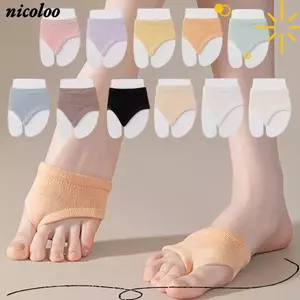 Tất đến mắt cá chân NICOLOO, Tất đệm chân trước bằng vải Cotton màu trơn, Tất thuyền thông thường thoáng khí có độ đàn hồi cao