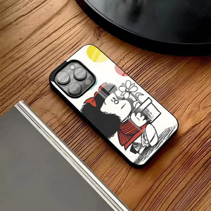 BK-1 Ốp Điện Thoại M-Mafaldas Dễ Thương Cho IPhone 16 15 14 Pro 11 13 12 Mini 6 8 7 Plus Kính Thiết Kế Sang Trọng Cove