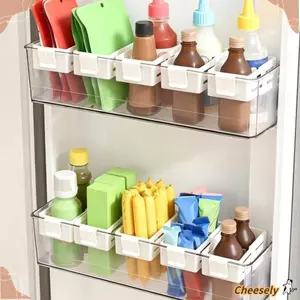 Bộ chia lưu trữ tủ lạnh CHEESELY, Điều chỉnh miễn phí Phân vùng lưu trữ cửa bên có thể thu vào, Loại Snap-on di động Kệ đựng chai nhà bếp có thể mở rộng Đồ dùng nhà bếp
