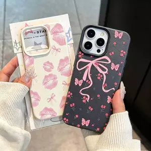 Ốp Điện Thoại Cho Xiaomi Redmi A7 PRO 14C 13C 12 Note 15 14 Pro 13 12 11 10S 11S Vỏ Màu Hồng Nơ Môi In Họa Tiết Louche Thời Trang