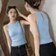 Pure Desire to Wear Hollow Halterneck Áo Vest dệt kim mùa hè Phong cách Hàn Quốc Đẹp eo hẹp thon gọn hơn Tay áo mơ ước