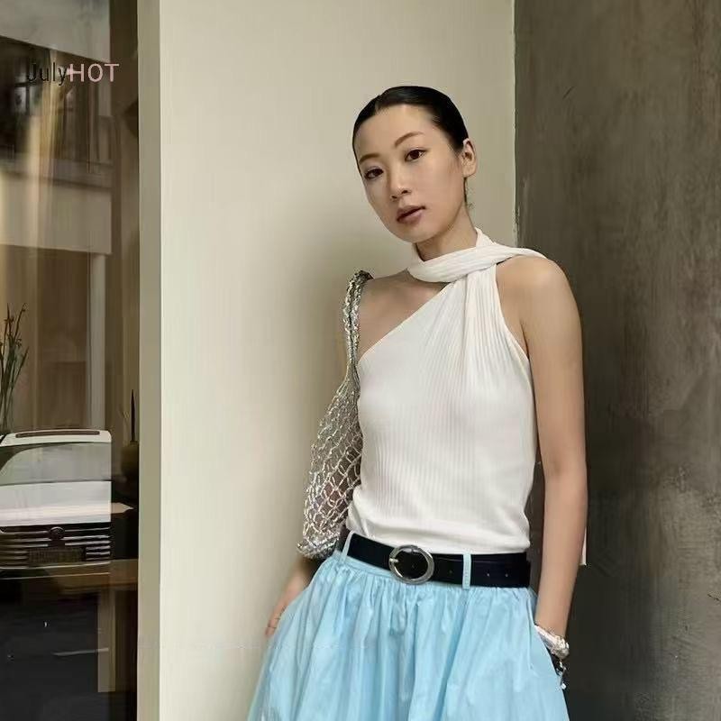 Áo vest nữ sườn vai không tay dệt kim thanh lịch - Phù hợp nhiều dịp