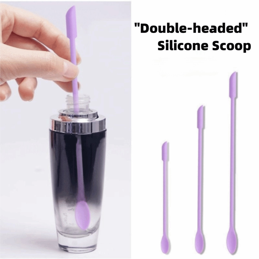 SAIA 3 Muỗng Đào Mỹ Phẩm, Dụng Cụ Cạo Silicon Mềm Hai Đầu, Bộ Bàn Chải Trang Điểm Mini Kéo Dài Di Động
