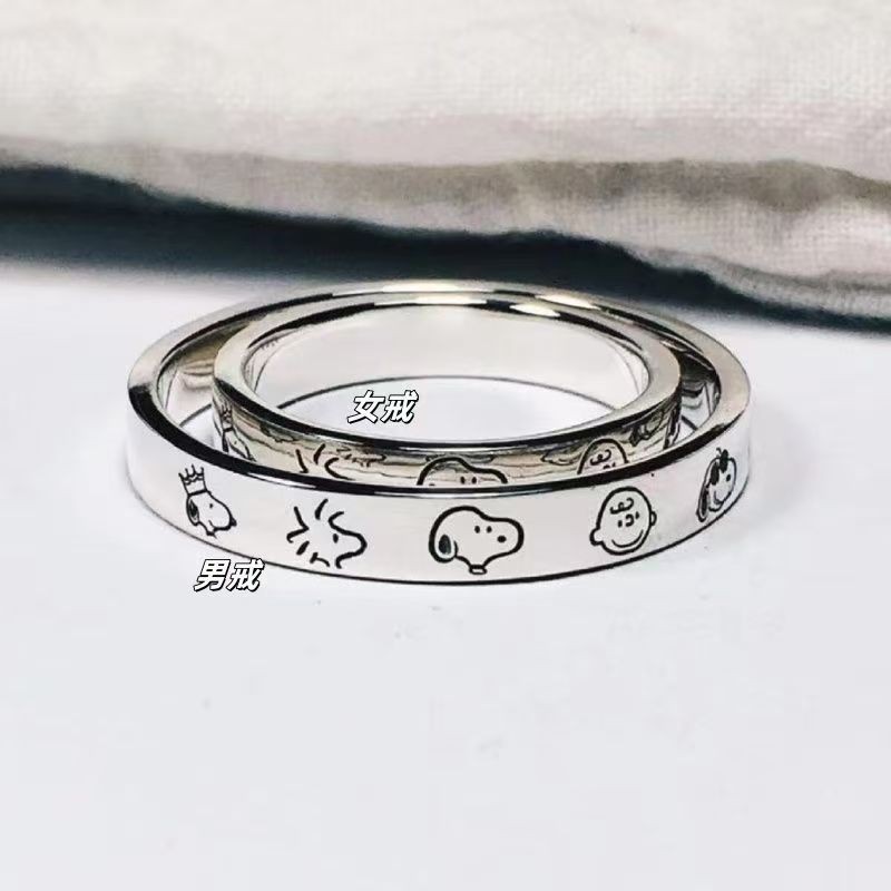 Nhẫn Snoopy Nhẫn Cặp Đôi Nhẫn Ánh Sáng Sang Trọng 520 Quà Tặng Ánh Sáng Cao Cấp Sang Trọng Phù Hợp Với Mọi Trận Đấu