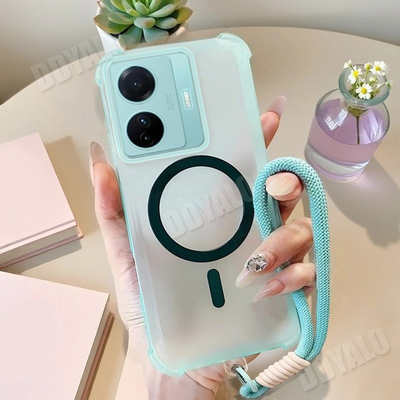 Ốp Silicon Cho VIVO T1 5G T1 Pro 5G T1X Ốp Điện Thoại Mờ Bướm Ngọc Trai Dây Thẩm Mỹ Không Dây Vòng Từ Tính Bao