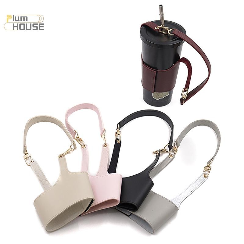 PlumHOUSE Da Cốc Bao Túi Di Động Bình Nước Tay Túi Da Mang Dây Đeo Cách Nhiệt Trà Sữa Cà Phê Phụ Kiện VN