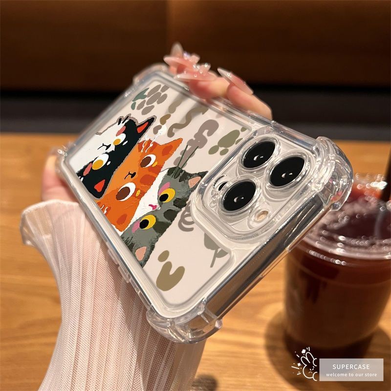 Ốp Điện Thoại Mèo Phong Cách Graffiti Dễ Thương Cho Vivo V60 V50 Lite V50E V40 V30 V30E V29 V29E V27 V27E V25 V25E V23 V23E Pro Lite SE 5G 4G Vỏ Trong Suốt Phim Hoạt Hình Bốn Ngôi Vỏ Mềm