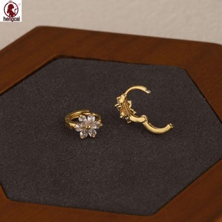 Bông Tai Hoa Zircon Mạ Vàng 18K - Phù Hợp Da Nhạy Cảm