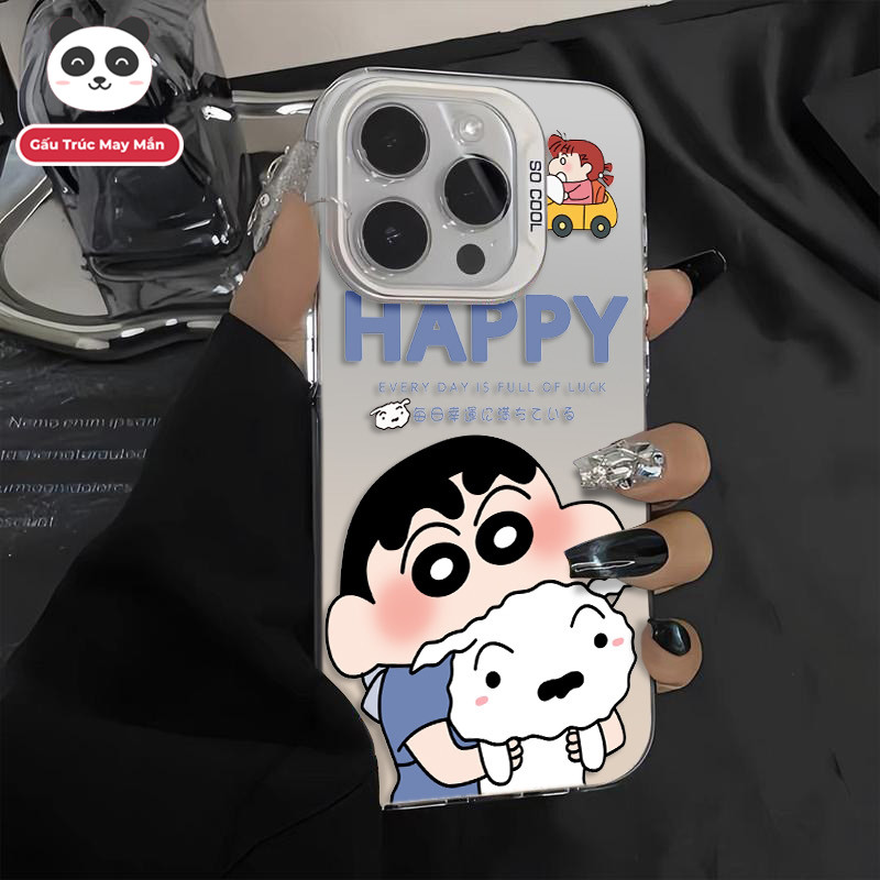 Ốp Lưng iPhone Hình Shin Và Bạch Tuyết Dễ Thương - Tương Thích 16/15/14/13/12/11 Pro Max, XS Max, X
