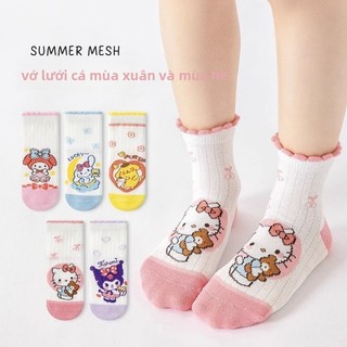 Vớ lưới hoạt hình Sanrio cho bé gái - Tất cổ trung thoáng khí kiểu dáng dễ thương