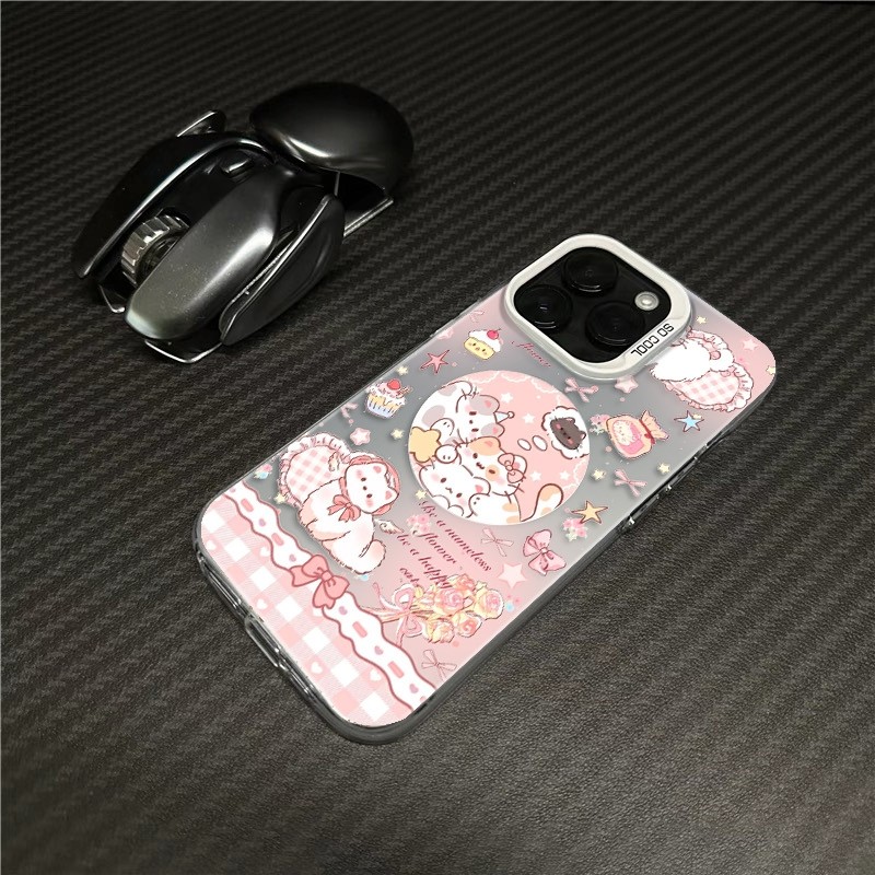 Ốp Lưng iPhone Hình Mèo Gối Trái Tim Dễ Thương - Tương Thích 16/15/14/13/12/11 Pro Max, XS Max, X