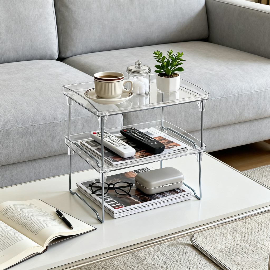 Kệ Xếp Đa Năng 2 Tầng Acrylic - Để Bếp, Phòng Tắm, Đồ Makeup | Kệ Gấp Gọn Tiết Kiệm Không Gian