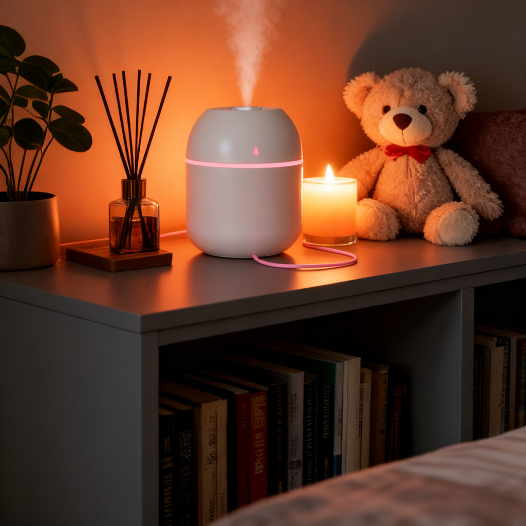 Máy tăng độ ẩm Hình Giọt Nước Mini - Cổng USB Có Đèn Ánh Sáng Không Khí, Bổ Sung Ẩm Không Khí Dùng Phòng Ngủ Nhà Ở
