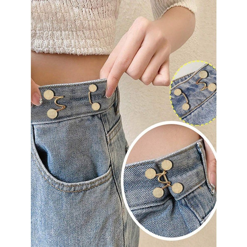 1 Bộ Quần Eo Cincher Nút Kim Loại Có Thể Tái Sử Dụng, Thích Hợp Cho Quần Jean Và Váy