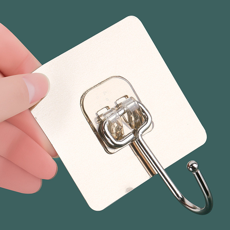 10PCS Móc treo tường lớn dính siêu chắc cho phòng tắm nhà bếp, móc trong suốt có móc nặng và không dấu vết