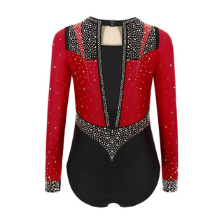 Yhong Trẻ Em Bé Gái Sáng Bóng Kim Cương Giả Thể Dục Leotard Tay Dài Lỗ Khóa Lưng Hình Trượt Băng Body Dancewear Trình Diễn Sân Khấu Trang Phục