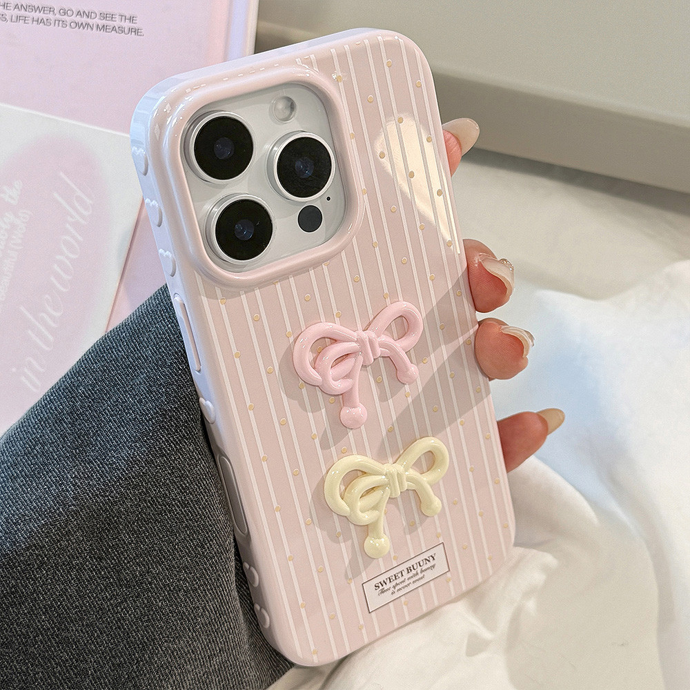 Ốp Điện Thoại Mềm 3D Nơ Cho iPhone 17 Pro Max 16 15 14 13 Vỏ Bảo Vệ Chống Sốc