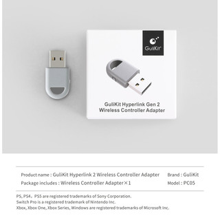 Bộ chuyển đổi không dây GuliKit Hyperlink 2 PC05 Dongle cho bộ điều khiển PS5 PS4, tay cầm chơi game Xbox One Gulikit cho Windows Android Switch 1 / 2