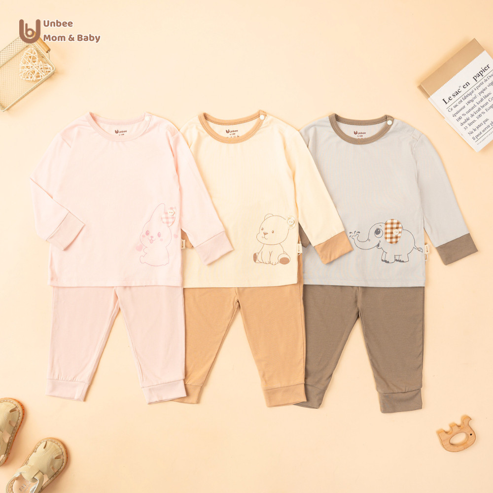 Bộ thu đông dài tay bé trai bé gái Unbee in hình chất modal mềm mịn - Bộ quần áo cho bé