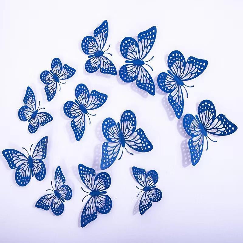 Màu 3D Rỗng Bướm Trang Trí Miếng Dán Chống Bẩn Bướm Dán Tường Gia Đình Phòng Khách Đảng Trang Trí Miếng Dán