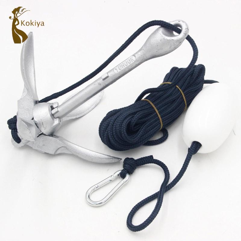 3.5lb Thuyền Neo Gấp Grapnel Neo Bộ Chống Rỉ Mạ Kẽm Với 12 Mét Dây Cho Câu Cá Kayak Phụ Kiện
