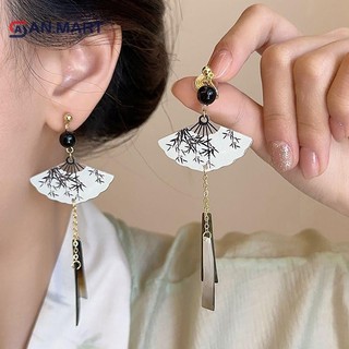 Bigdealssuper Trung Quốc Mực Quạt Mặt Dây Chuyền Bông Tai Nữ Thời Trang Sáng Tạo Dài sel Quốc Gia Bông Tai Trang Sức Quà Tặng Siêu