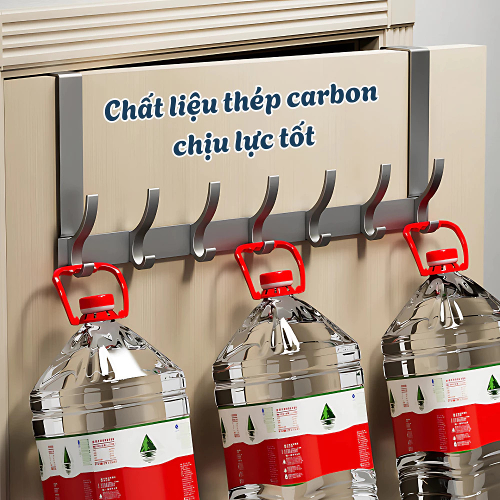Thanh Móc Treo Sau Cửa Không Khoan Đục Chất Liệu Thép Không Gỉ, Móc Quần Áo Treo Cửa