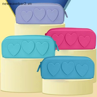 [Mới] Túi Zip Silicon Túi Silicon Trái Tim Có Thể Tái Sử Dụng Túi Đựng Mỹ Phẩm Hộp Đựng Cọ Trang Điểm Di Động Cho Nữ.
