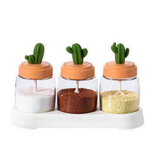 Nhà Bếp Hộ Gia Đình Kín Hộp Gia Vị Dễ Thương Xương Rồng Kết Hợp Gia Vị Đóng Hộp Muối Bột Ngọt Lọ Gia Vị Hộp XQCE