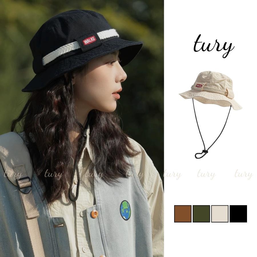 Mũ Tai Bèo Unisex Nam Nữ - Tury - Mũ Bucket Trơn Phối Dây Thêu Chữ "Walk" - NV076