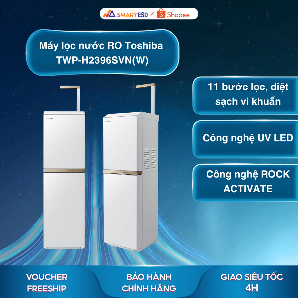 [Shopee Lắp đặt 0Đ HCM/HN] Máy lọc nước RO nóng nguội Toshiba TWP-H2396SVN(W) 10 lõi - Bảo hành chính hãng 24 tháng