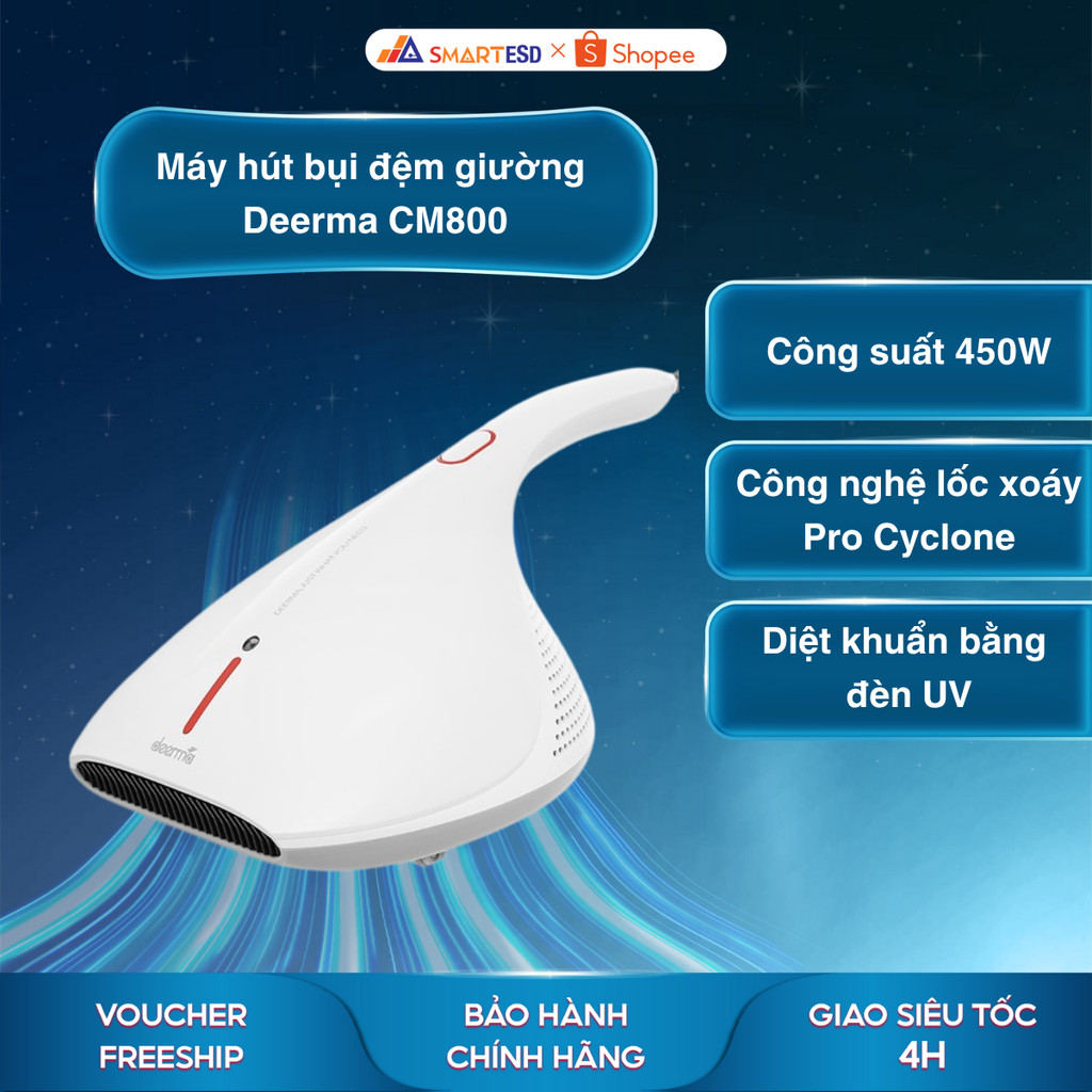 Máy hút bụi đệm giường diệt khuẩn UV Deerma CM800 - Bảo hành chính hãng 12 tháng