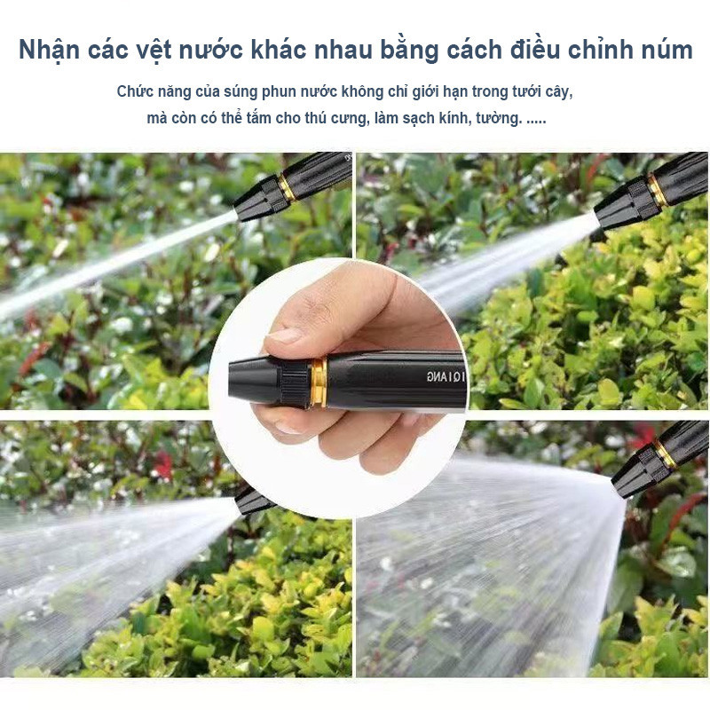 Dây Rửa Xe Áp Lực Cao đa năng,Ống nước mềm màu vàng,kèm vòi Xịt rửa xe,3 chế độ phun nước