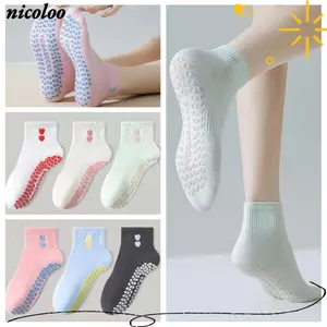 Tất Pilates NICOLOO, Tất tập Yoga thoáng khí dạo phố Harajuku, Tất ống giữa chống trượt thấm mồ hôi bằng vải Cotton