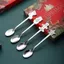 Giáng Sinh Hoạt Hình Thìa Cà Phê Thép Không Gỉ Bộ Đồ Ăn Ông Già Noel Món Tráng Miệng Đầu Tròn Tinh Tế Khuấy Thìa Bộ 6.15